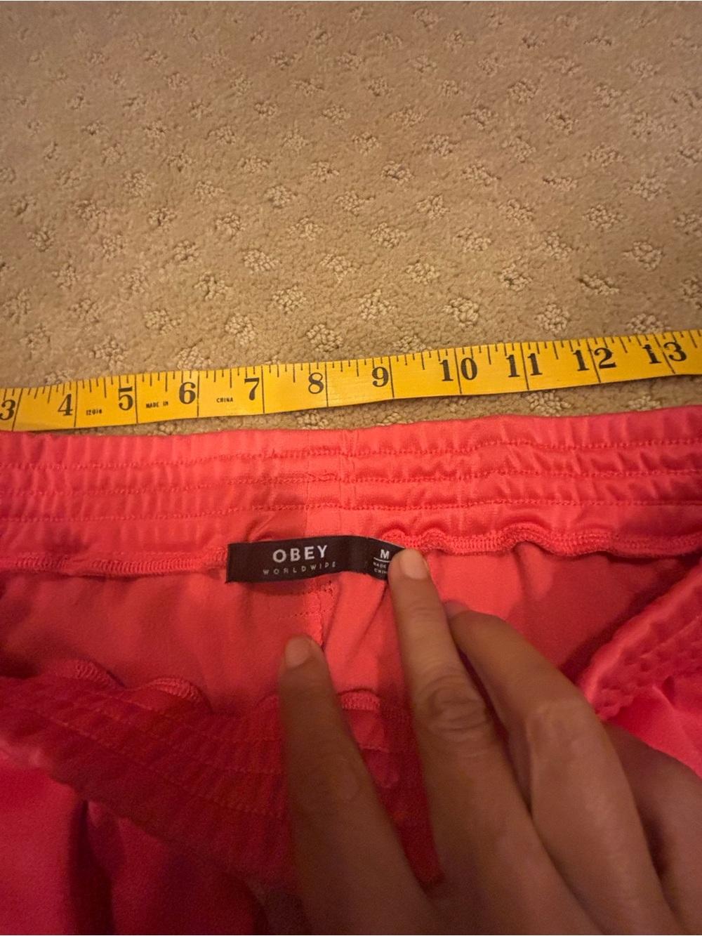 OBEY Women's Coral Pink vintage track pants- white stripe Elastic Waist Sz M